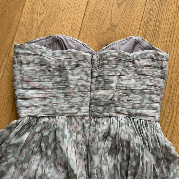 J Crew Arabelle Silk Chiffon Maxi Dress Sweetheart Grey Gray Pink Floral Size 6 - Picture 4 of 11